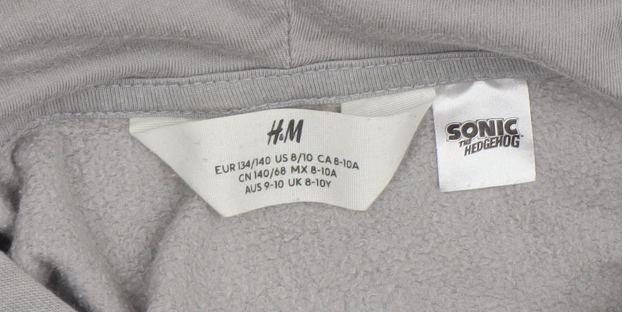 H&M Boys Grey Sonic Hedgehog Pullover Hoodie 8-10 Years