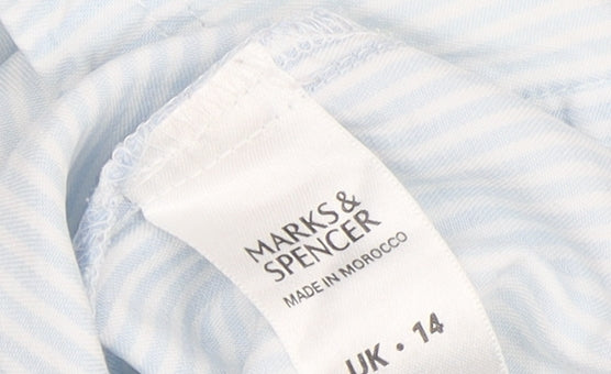 Marks and Spencer Women's Blue Striped Button-Up Shirt