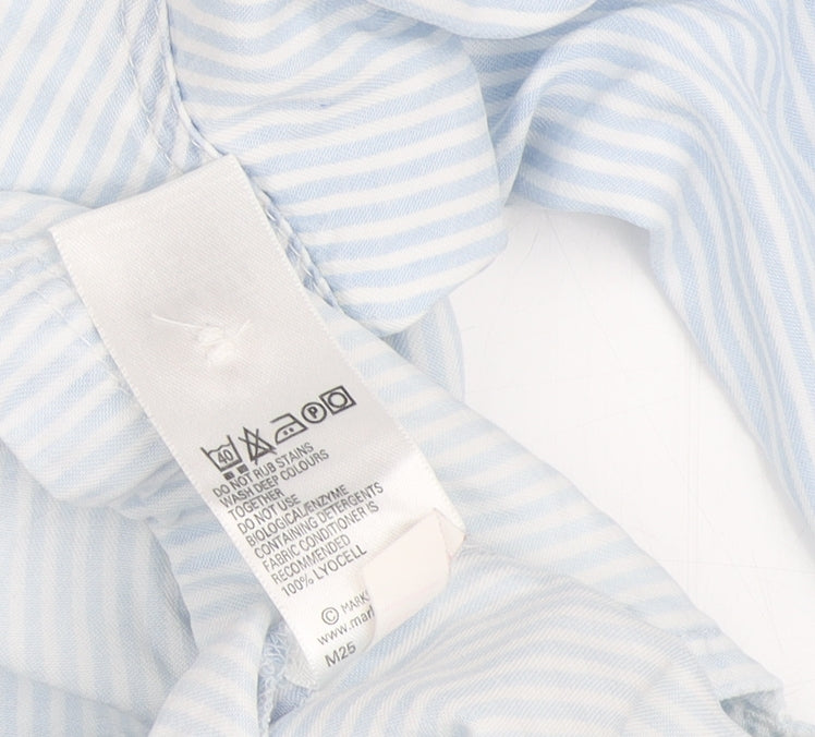 Marks and Spencer Women's Blue Striped Button-Up Shirt