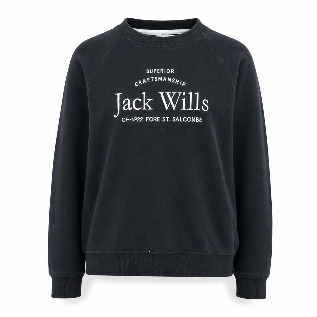 Front view of Jack Wills Women's Black Pullover Sweatshirt, size 16