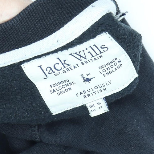 Jack Wills Women's Black Pullover Sweatshirt Size 16