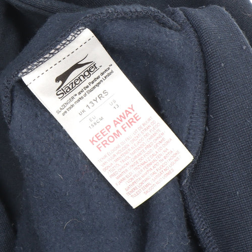 Slazenger Girls Blue Full Zip Hoodie 13 Years with Logo