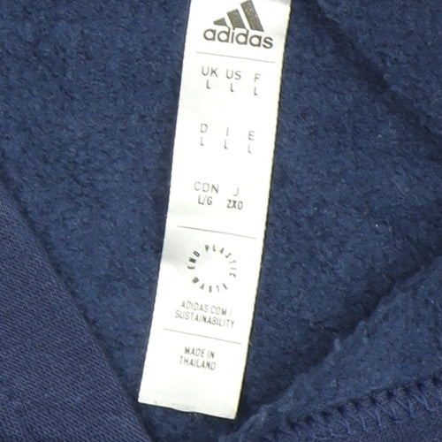 Adidas Men's Blue Pullover Hoodie L with Logo Accents