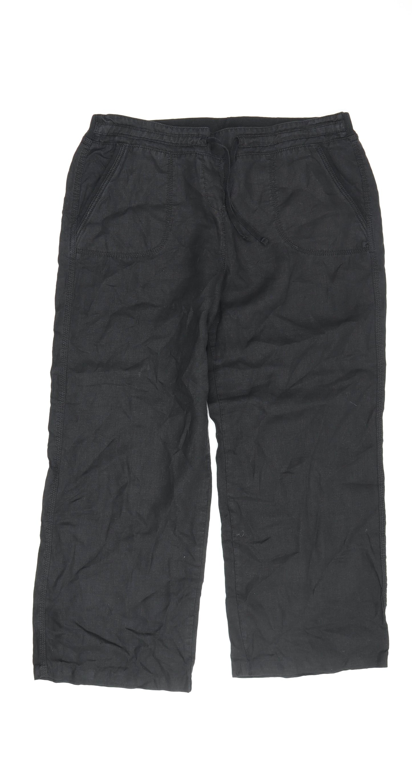 Marks and Spencer Women's Black Linen Joggers Size 16