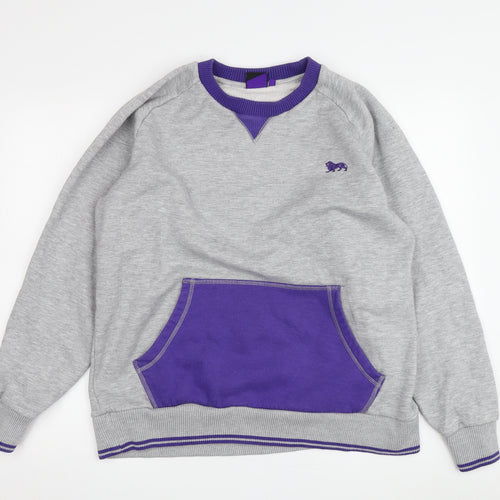 Lonsdale Women Grey Purple Sweatshirt Large
