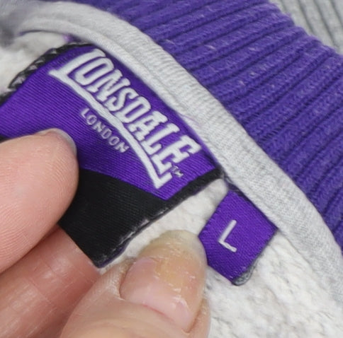 Lonsdale Women Grey Purple Sweatshirt Large