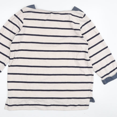 Next Women's White and Blue Striped T-Shirt
