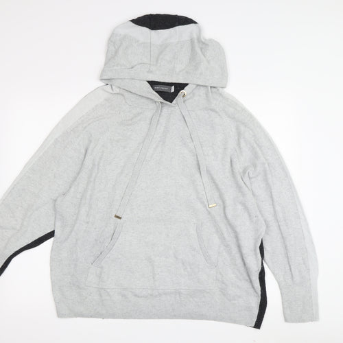 Mint Velvet Women's Grey Colourblock Hoodie, L, Cotton Blend