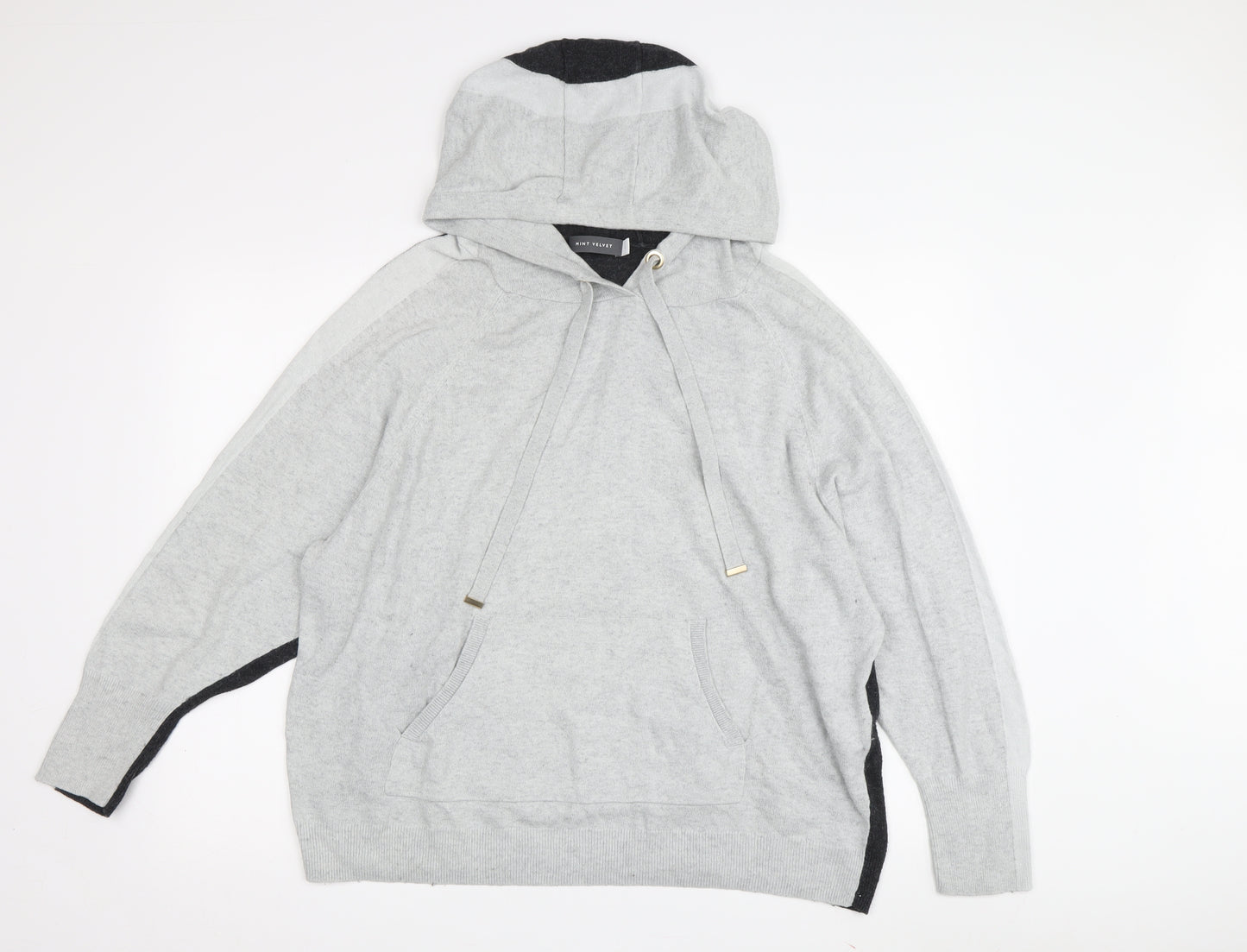 Mint Velvet Women's Grey Colourblock Hoodie, L, Cotton Blend