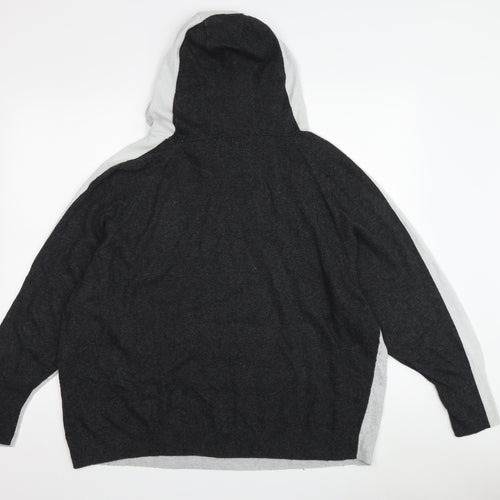 Mint Velvet Women's Grey Colourblock Hoodie, L, Cotton Blend