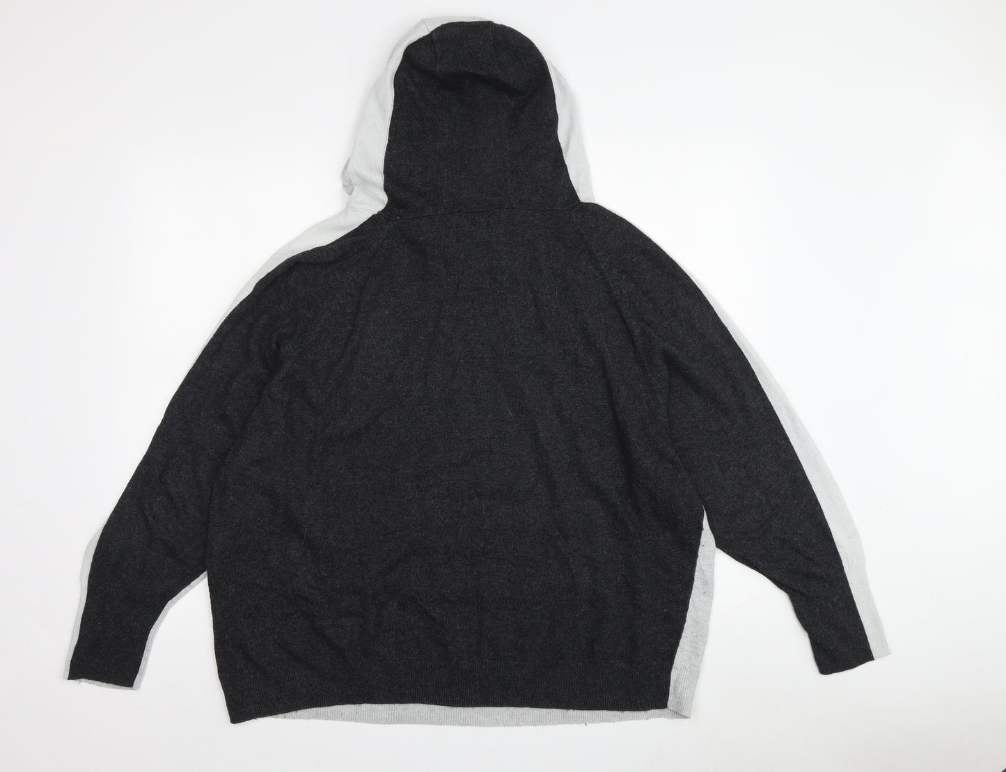 Mint Velvet Women's Grey Colourblock Hoodie, L, Cotton Blend