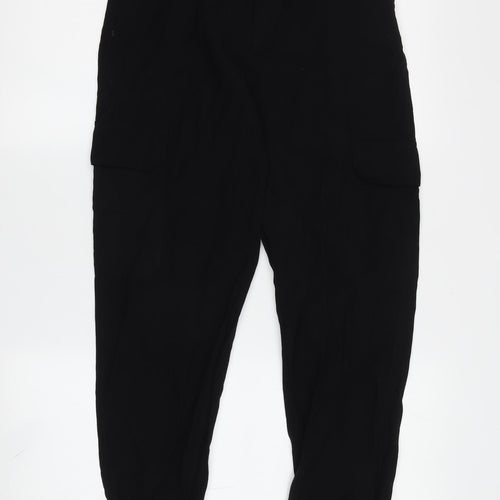 Pull&Bear Women's Black Cargo Trousers XS Relaxed Fit