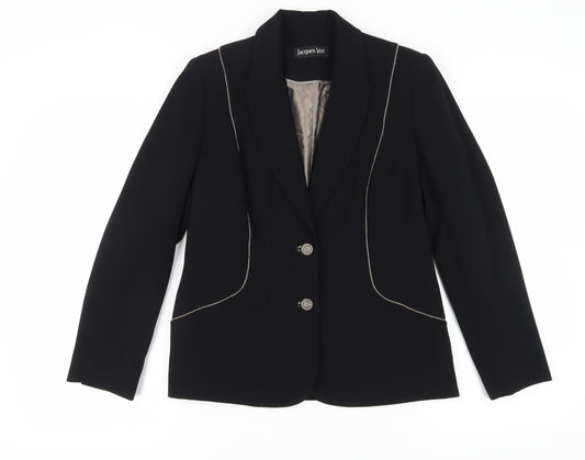 Jacques Vert Women's Black Blazer Size 10 Classic Fit