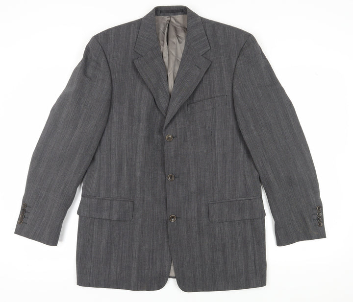 Van Gils Men's Grey Striped Blazer 40R Single-Breasted