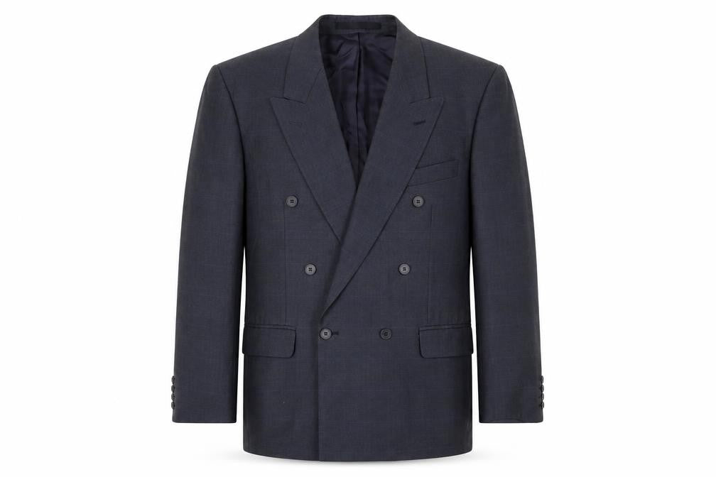 Front view of Centaur Men's Grey Wool Blazer, Size 42S, Double-Breasted