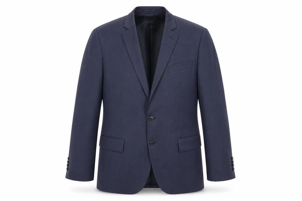 Front view of Jaeger Men's Blue 42S Suit Jacket, Single-Breasted