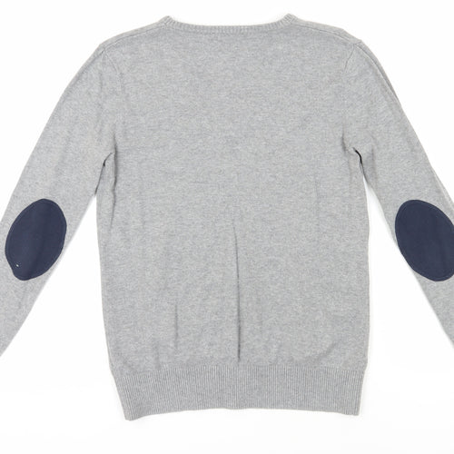 Henri Lloyd Men's Grey V-Neck Cotton Pullover Jumper M