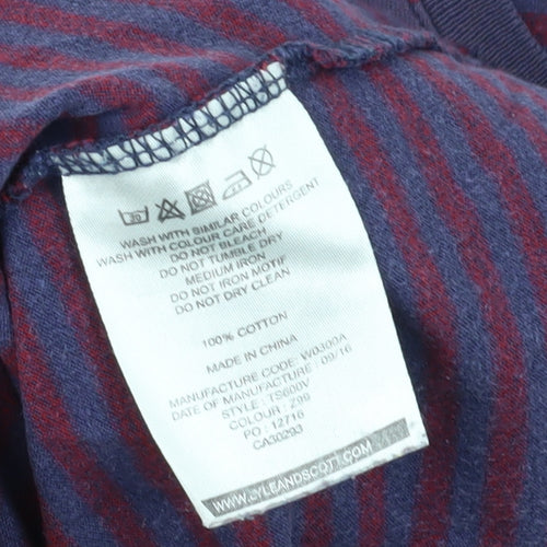 Lyle & Scott Men’s Purple Striped Cotton T-Shirt M
