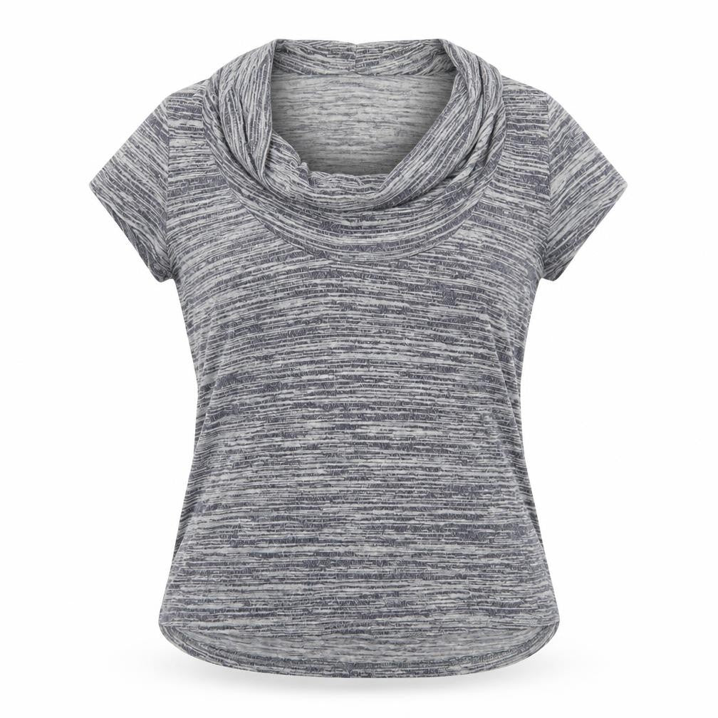 Front view of Jasper Conran Women's Grey Striped T-Shirt, size 14, Casual