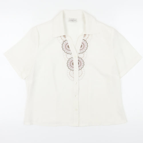 Eastex Women's White Embroidered Button-Up Shirt
