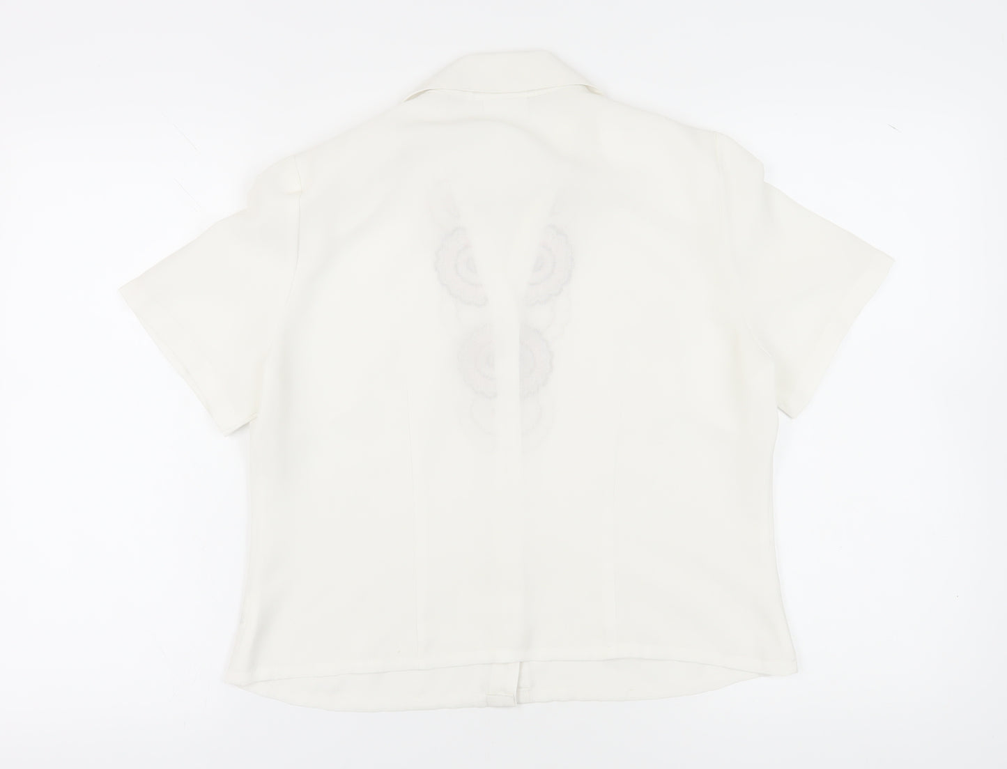 Eastex Women's White Embroidered Button-Up Shirt
