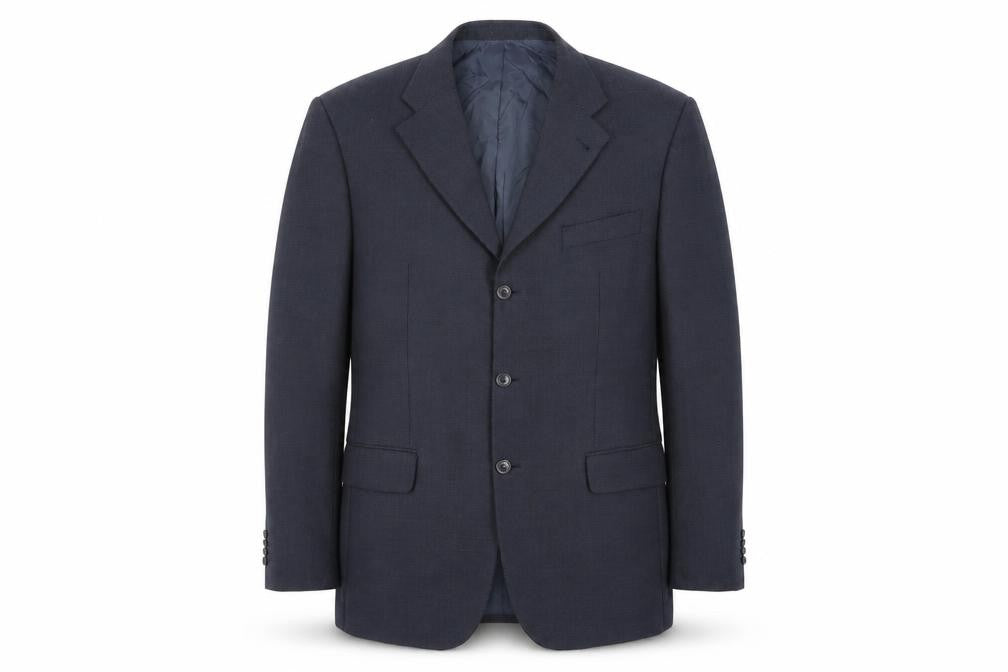 Front view of Bäumler Men's Blue Single Breasted Wool Suit Jacket, size 44