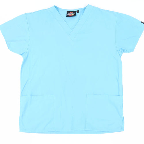 Dickies Unisex Blue S V-Neck T-Shirt, Casual, Regular Fit