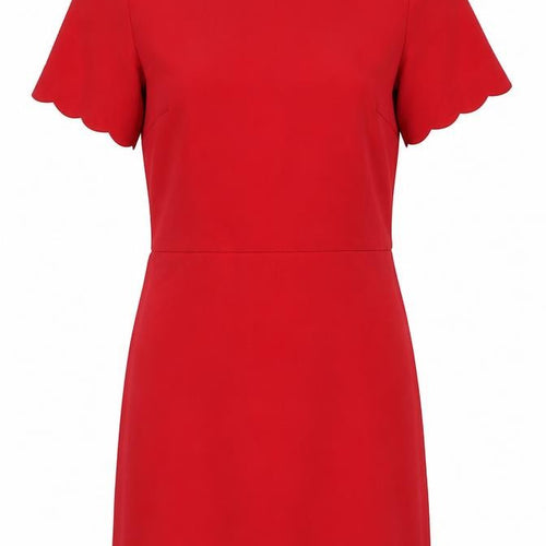 Warehouse Women's Red Sheath Dress, Size 12, Scallop Detail