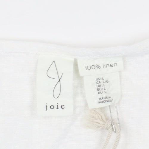 Joie Women's White Linen Sleeveless Blouse, L