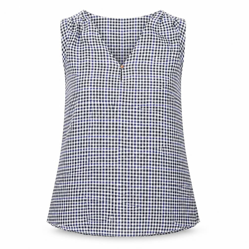 Marks and Spencer Women Blue Check Sleeveless Blouse Size 12