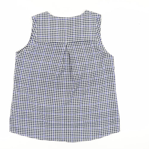 Marks and Spencer Women Blue Check Sleeveless Blouse Size 12