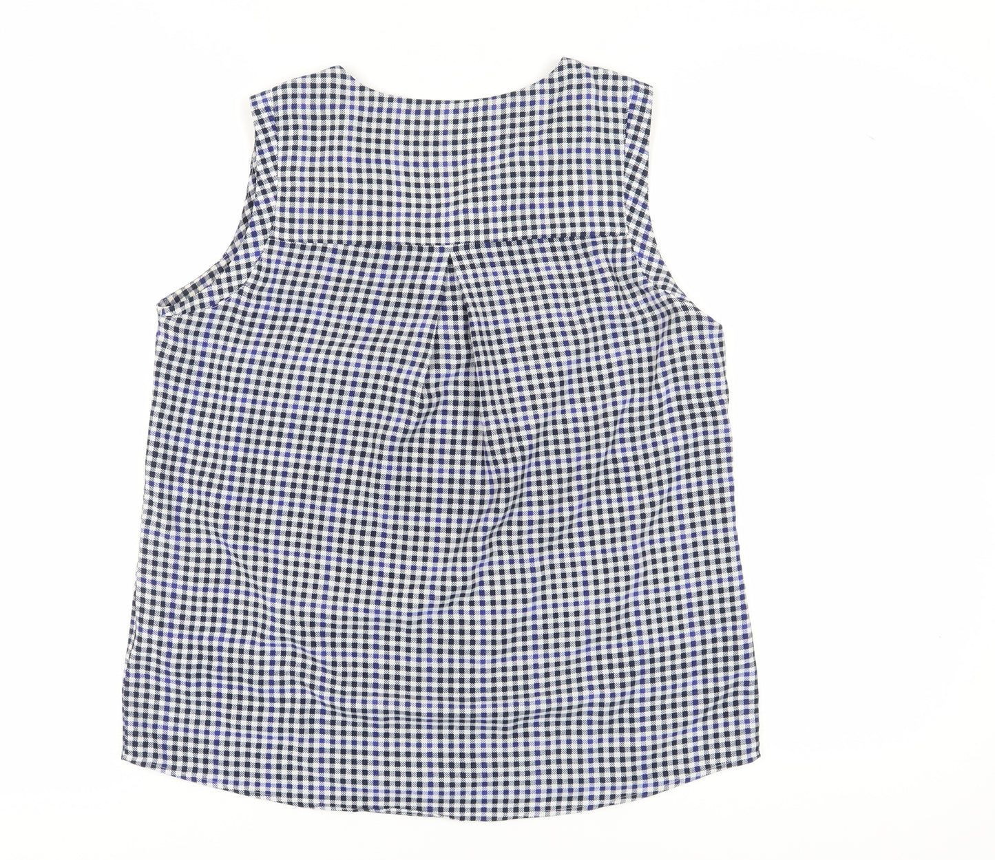 Marks and Spencer Women Blue Check Sleeveless Blouse Size 12