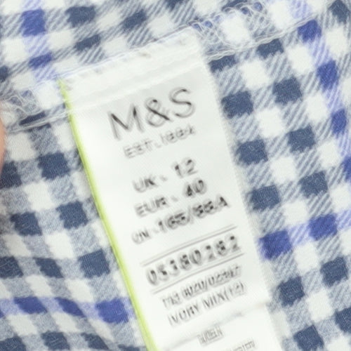 Marks and Spencer Women Blue Check Sleeveless Blouse Size 12