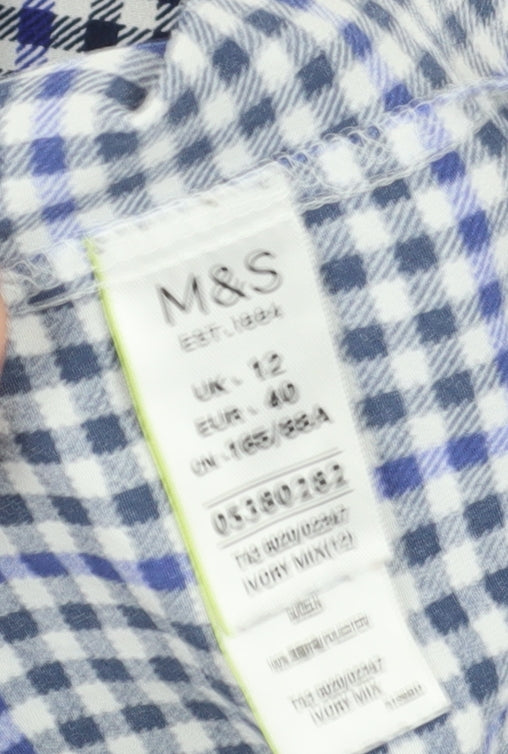 Marks and Spencer Women Blue Check Sleeveless Blouse Size 12