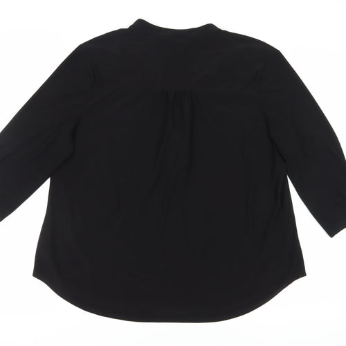 Wallis Women's Black Blouse, Size L, Zip Accent