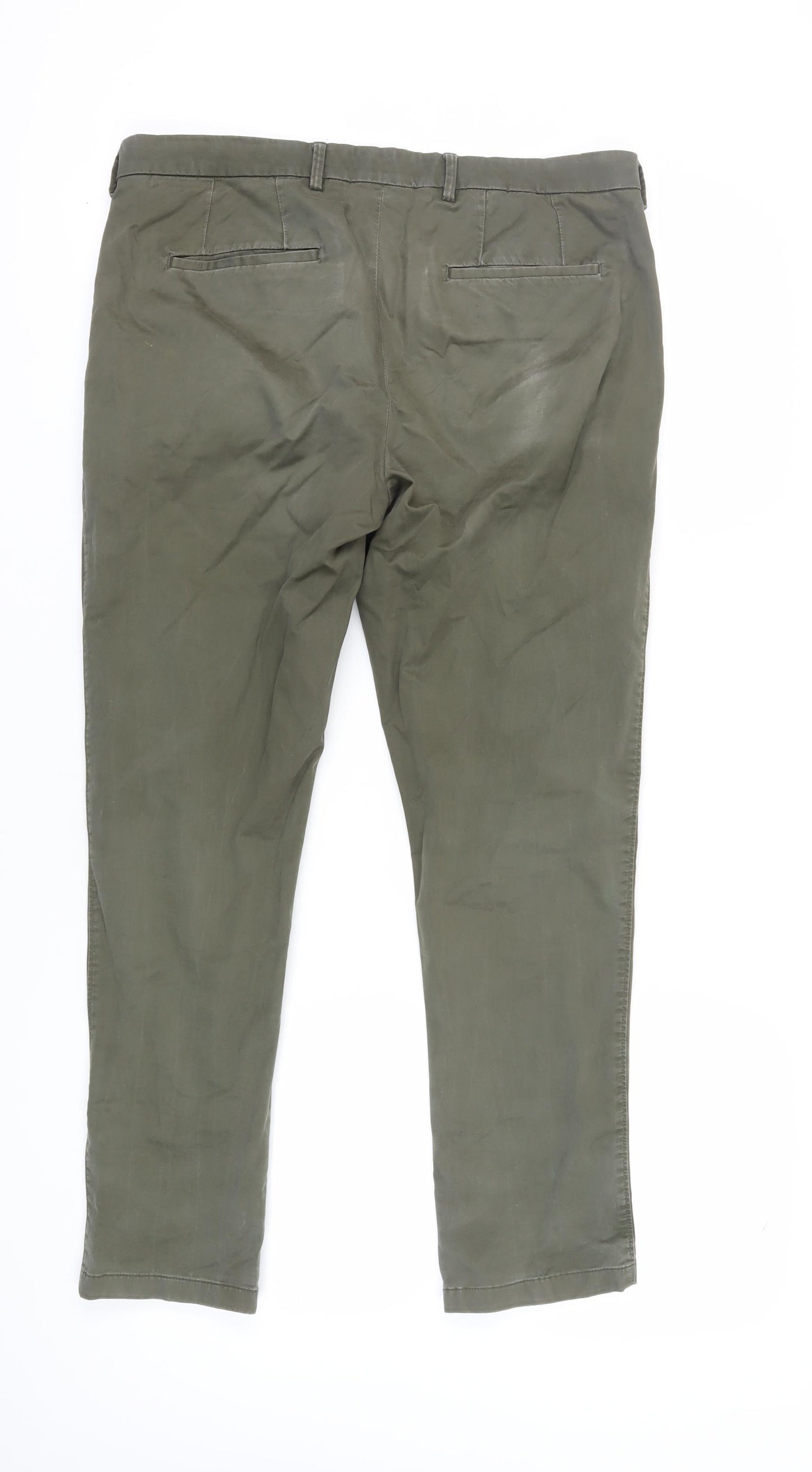 Marks & Spencer Men's Green Chino Trousers, Size 34