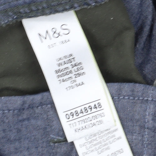 Marks & Spencer Men's Green Chino Trousers, Size 34