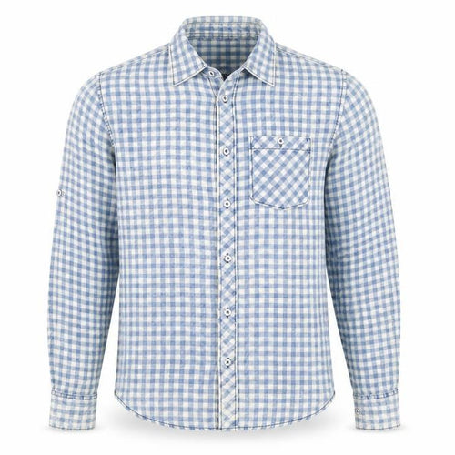 FSBN Men's Blue Slim Fit Check Long Sleeve Shirt