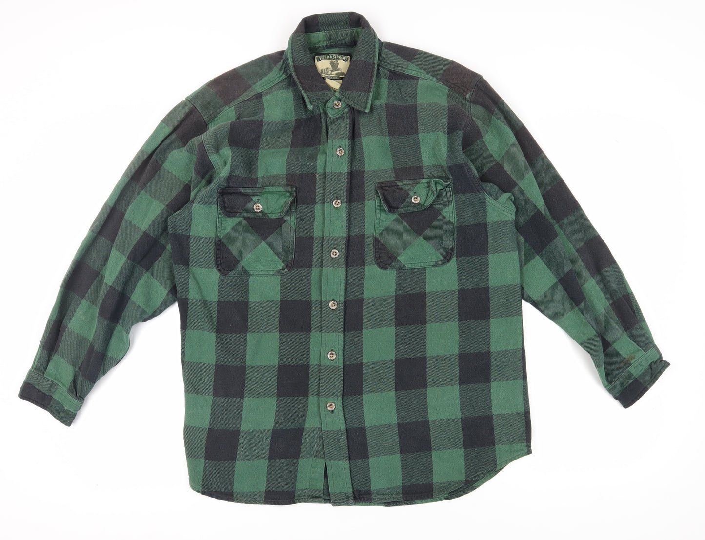 Field & Stream Men's Green Check Flannel Shirt L