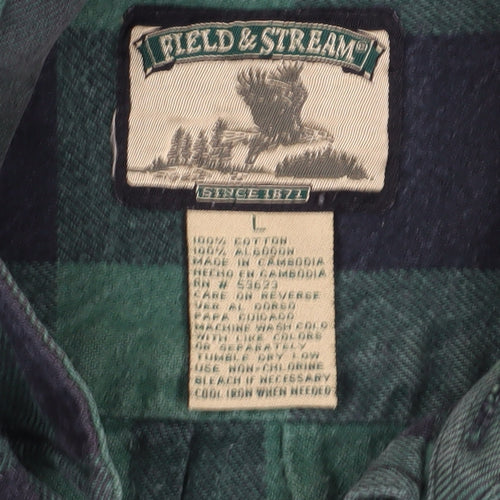 Field & Stream Men's Green Check Flannel Shirt L