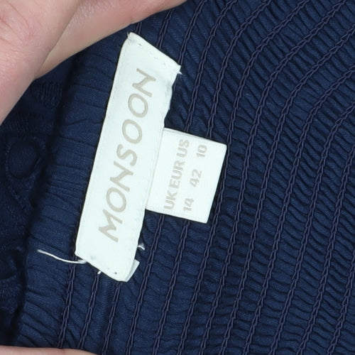 Monsoon Women's Blue A-Line Midi Dress UK 14