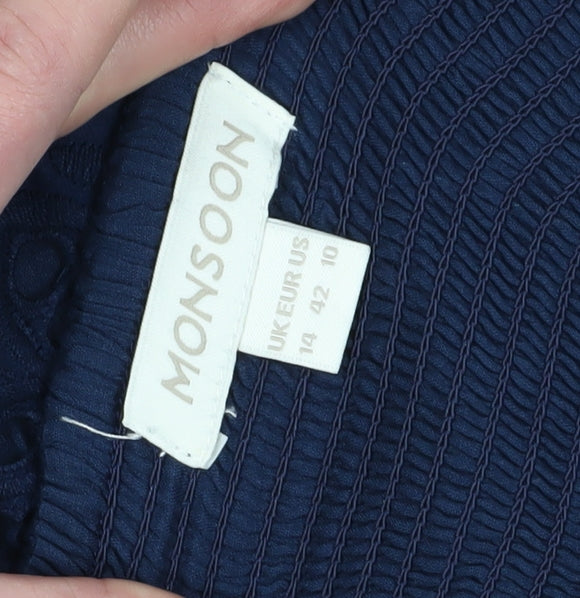 Monsoon Women's Blue A-Line Midi Dress UK 14