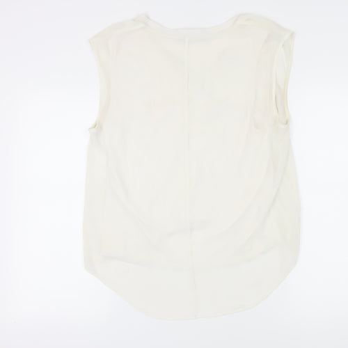 Zara Women Ivory V-Neck Tank, Size 12, Casual Summer Top