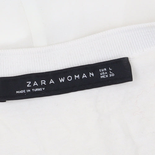Zara Women Ivory V-Neck Tank, Size 12, Casual Summer Top