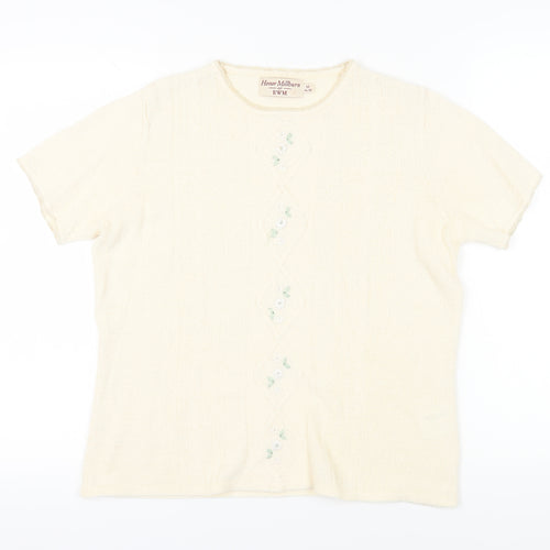 Honor Millburn Women's Ivory T-Shirt Size 14 Medium