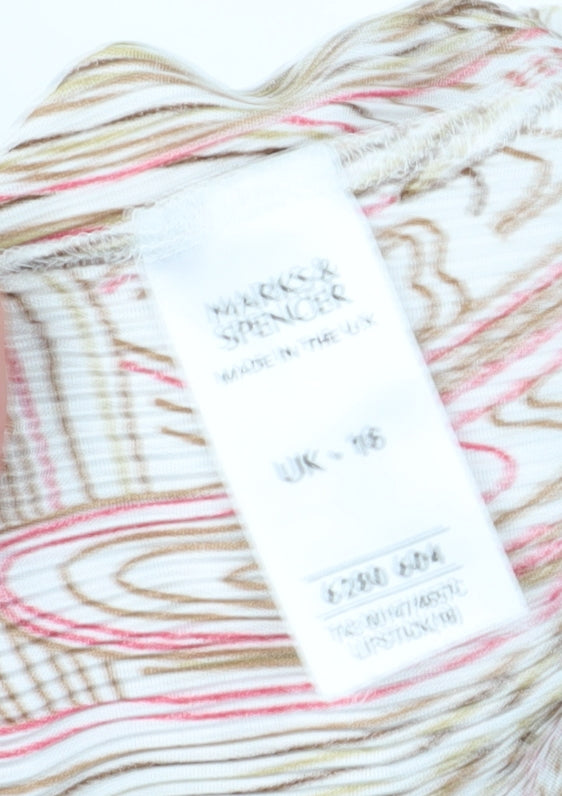 Marks and Spencer Women's Geometric Top, Size 16, Multicoloured