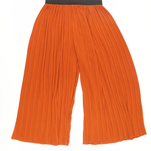Stradivarius Women's Orange Wide-Leg Trousers, Size S