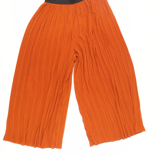 Stradivarius Women's Orange Wide-Leg Trousers, Size S