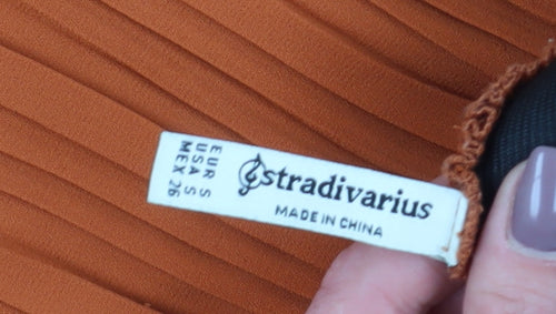 Stradivarius Women's Orange Wide-Leg Trousers, Size S