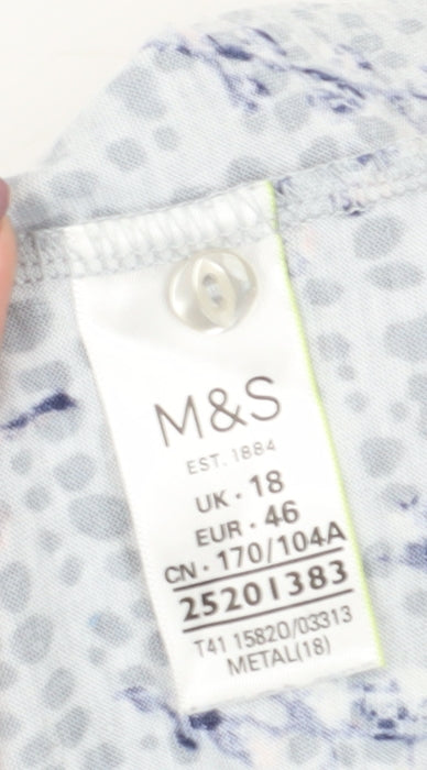 Marks and Spencer Women's Blue Floral Blouse UK 18